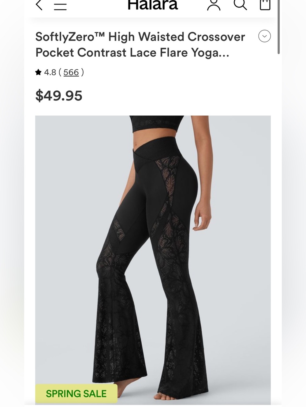 HALARA Black SoftlyZero High-Waisted Crossover Lace Flare Pants bundle